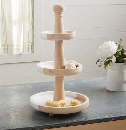 HUGE Hand-Painted Three-Tier Tray