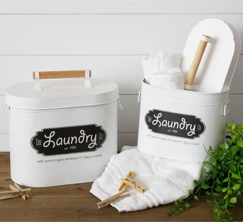 LARGE Enamel Laundry Storage Bins, Set of 2