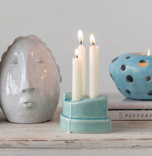 Terracotta Taper Candle Holder with Crackle Glaze