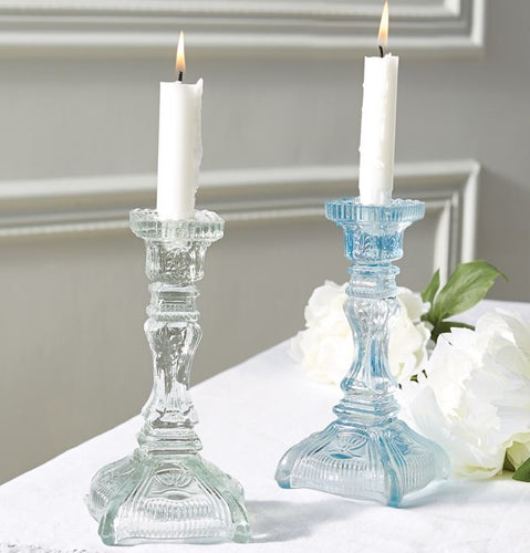 Vintage Cut Glass Candlestick Holders, Set of 2