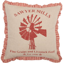 Sawyer Mill Red Windmill Pillow with Ruffle Trim