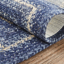 Rectangular Blue Jute Rug with Non-Slip Pad