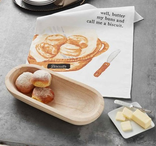 Paulownia Bread Bowl and Towel Set