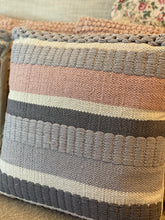 Textured Blush and Gray Tone Striped Pillows, Set of 2