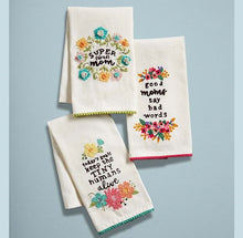 Embroidered Mom Floral Towels, Set of 3