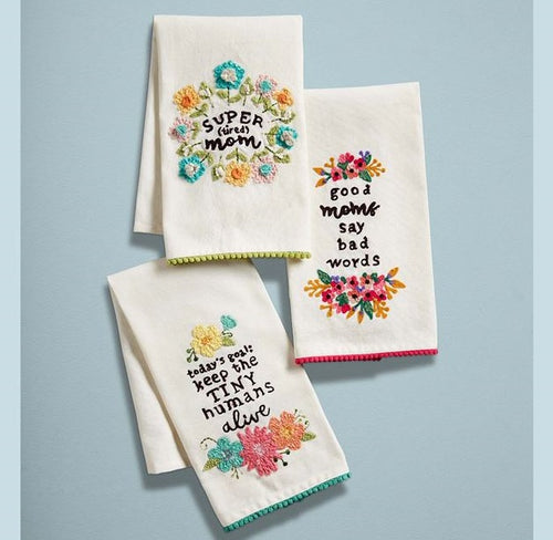 Embroidered Mom Floral Towels, Set of 3