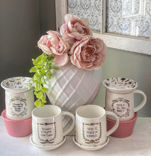 Stoneware Mugs & Snack Plate Toppers, Set of 4