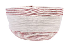 Hand Woven Red & White Rope Baskets with Tassels, Set of 3