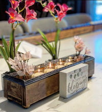 Handmade Reclaimed Wood 6 Votive Candle / Stem Holder Trough