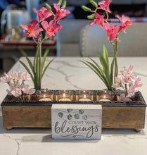 Handmade Reclaimed Wood 6 Votive Candle / Stem Holder Trough