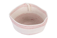 Hand Woven Red & White Rope Baskets with Tassels, Set of 3