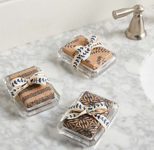 Indigo Soaps and Glass Dishes, Set of 3