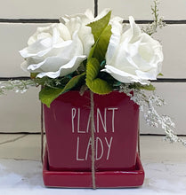 New Rae Dunn Red "PLANT LADY" Planter