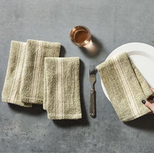 Green Striped Grainsack Napkins, Set of 4