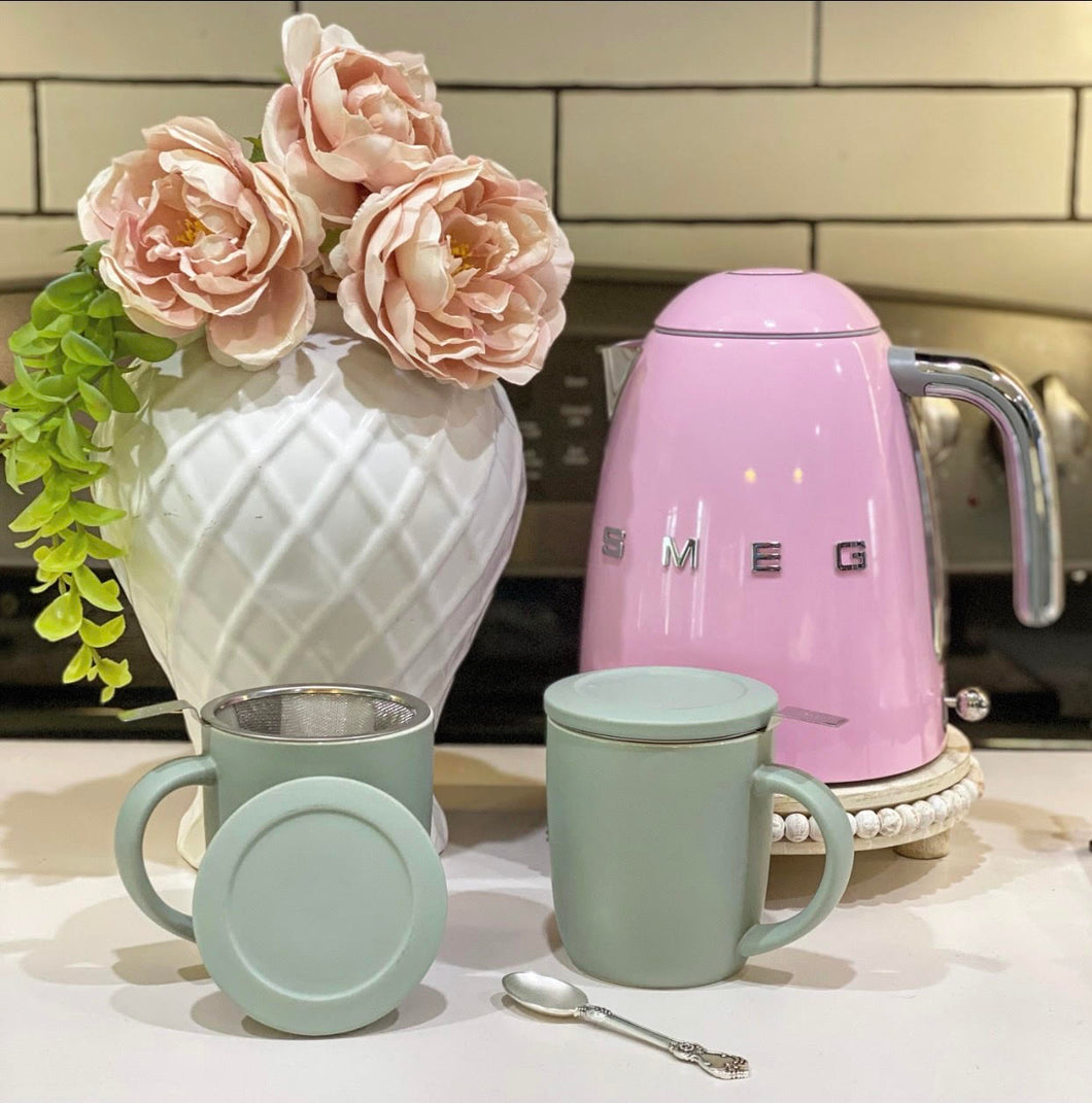 Stoneware Leaf Green Brewmugs, Set of 2