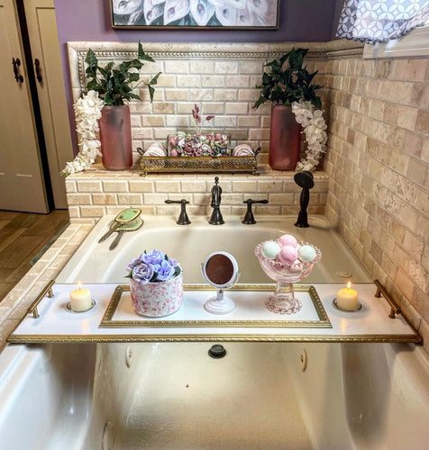 Handmade Tub Board Organizer with Candle Holders
