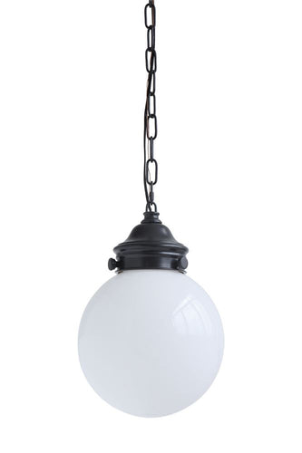 Metal and Glass Globe Pendant Light