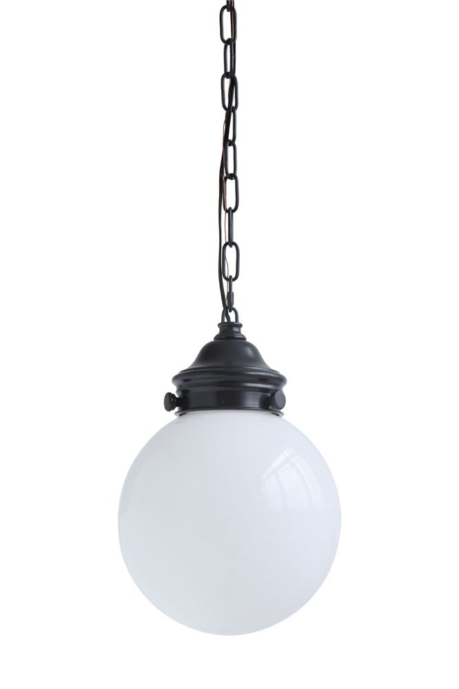 Metal and Glass Globe Pendant Light