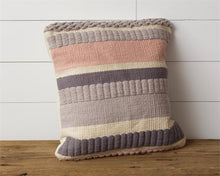 Textured Blush and Gray Tone Striped Pillows, Set of 2