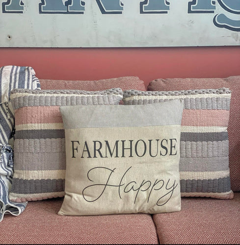 Textured Blush and Gray Tone Striped Pillows, Set of 2