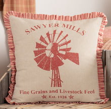 Sawyer Mill Red Windmill Pillow with Ruffle Trim