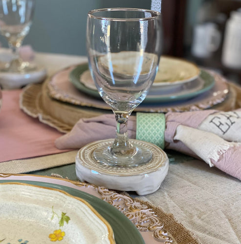 Ceramic Medallion Risers, Set of 6