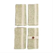 Green Striped Grainsack Napkins, Set of 4