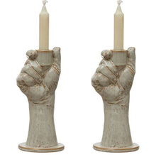 LARGE Stoneware Hand Taper Holders, Set of 2