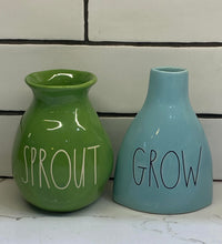 New Rae Dunn "SPROUT" & "GROW" Stem Vases, Set of 2