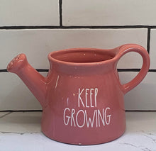 New Rae Dunn Pink "KEEP GROWING" Ceramic Watering Can