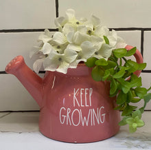 New Rae Dunn Pink "KEEP GROWING" Ceramic Watering Can