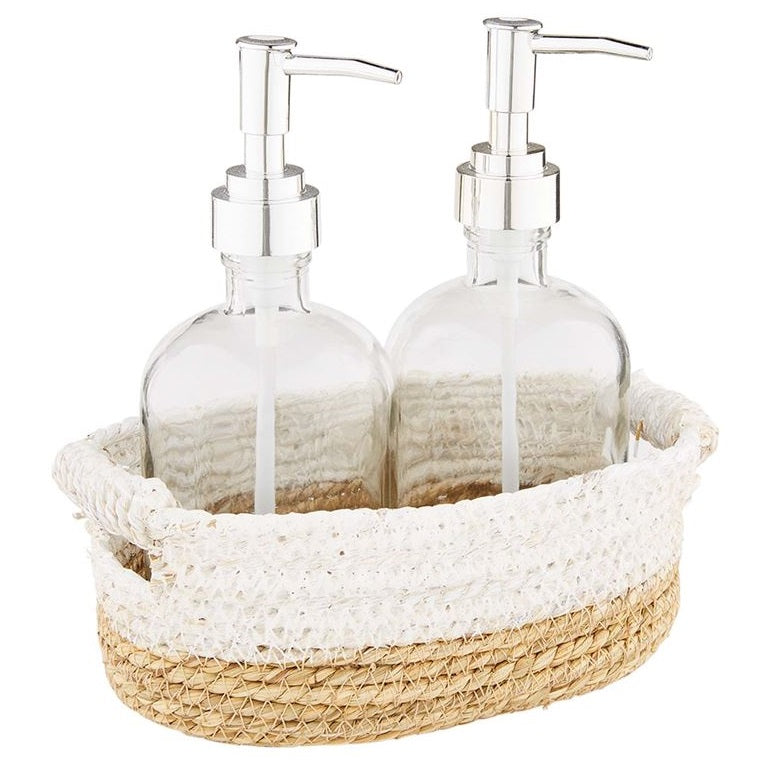 Seagrass Basket Soap and Lotion Pump Set