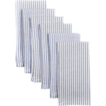 Seersucker Blue and White Ticking Stripe Napkins, Set of 6