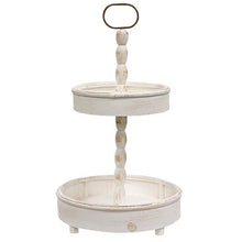 LARGE White Wash Deep Well Two-Tier Tray