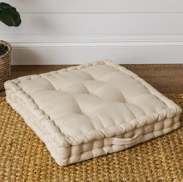 Cream Tufted Floor Cushion