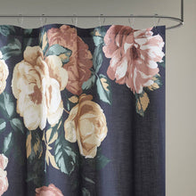 Floral Cotton Boucle Slub Shower Curtain, Navy