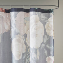 Floral Cotton Boucle Slub Shower Curtain, Navy