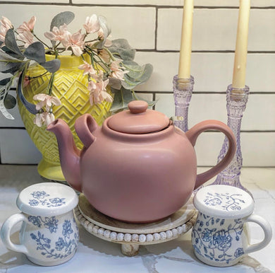 Cottage Style Terracotta Rose Teapot