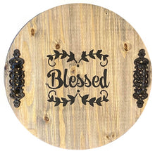 HUGE Handmade Round "Blessed" Tray