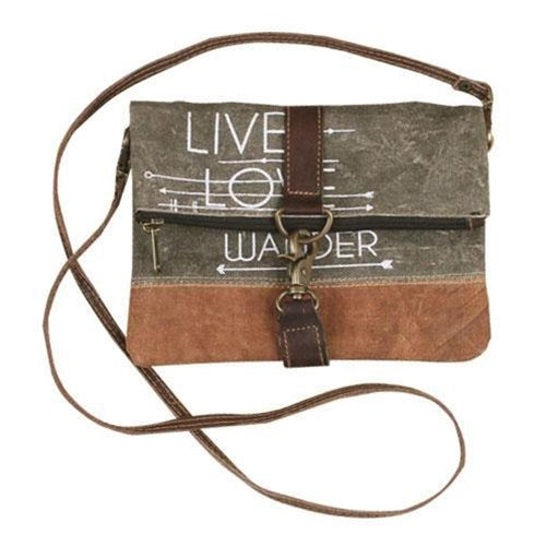 Live Love Wander Fold-Over Crossbody Bag / Purse