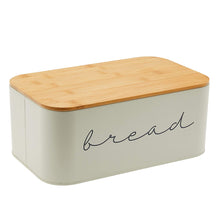 Vintage Style Metal Bread Box with Bamboo Lid
