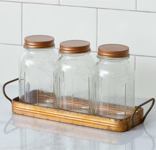 Copper Tray with Jars