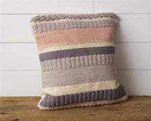 Textured Blush and Gray Tone Striped Pillows, Set of 2