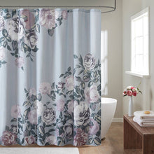 Floral Cotton Boucle Slub Shower Curtain, Grey/Blue